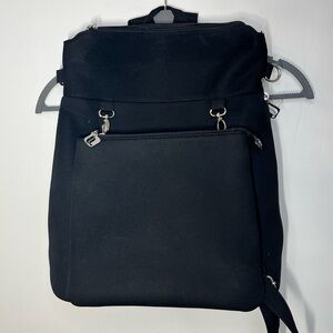 Fabletics Black Convertible Backpack Purse Nylon Multi Pocket Travel Work Bag